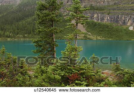 Stock Photography - Lake between mountains, Rocky Mountains, Canada. Fotosearch