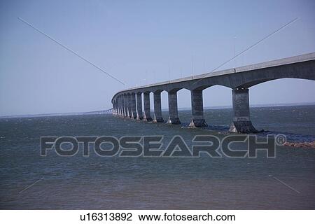 Stock Image - Bridge spanning over the sea in Prince Edward Island, Canada. Fotosearch