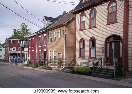 Stock Photo - Residential buildings on a street in Prince Edward Island, Canada. Fotosearch