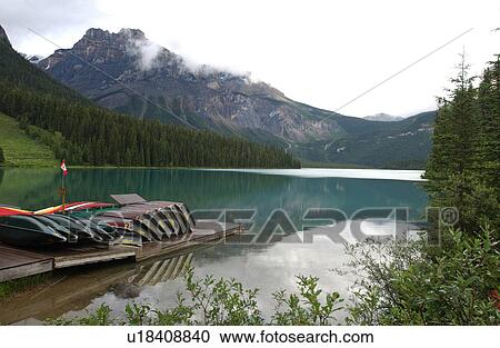 Stock Image - View of a lake in Rocky Mountains, Canada. Fotosearch