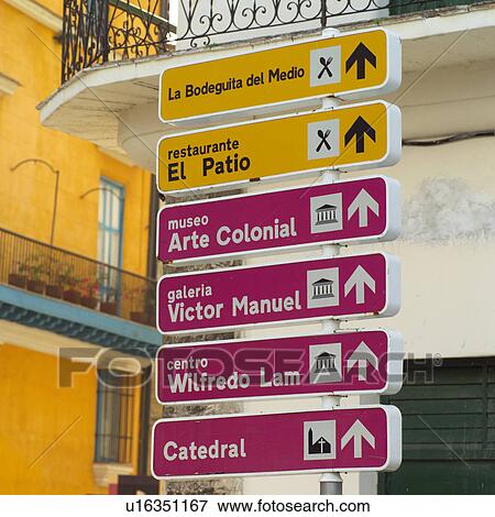 Array of street signs, Havana, Cuba View Large Photo Image Stock Photo - Array of street signs, Havana, Cuba. Fotosearch