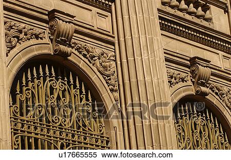 Stock Photography - Close-up of the ornate facade of a building, Havana, Cuba. Fotosearch