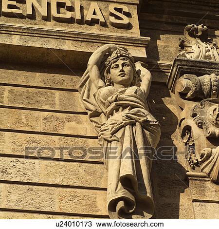 Stock Image - Low angle view of statues on a building, Havana, Cuba. Fotosearch