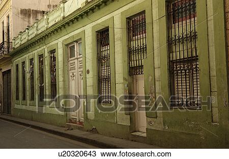 Stock Image - Facade of a building structure, Havana, Cuba. Fotosearch