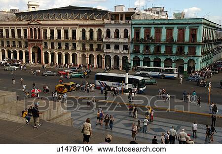 High angle view of people on a commercial street, Havana, Cuba View Large Photo Image Picture - High angle view of people on a commercial street, Havana, Cuba. Fotosearch