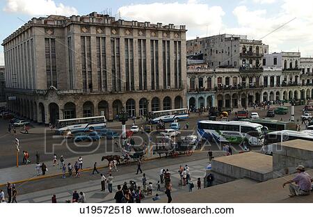 High angle view of people on a commercial street, Havana, Cuba View Large Photo Image Stock Photo - High angle view of people on a commercial street, Havana, Cuba. Fotosearch