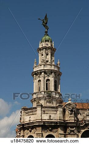 Stock Image - View of the exterior of an ornate government building, Havana, Cuba. Fotosearch