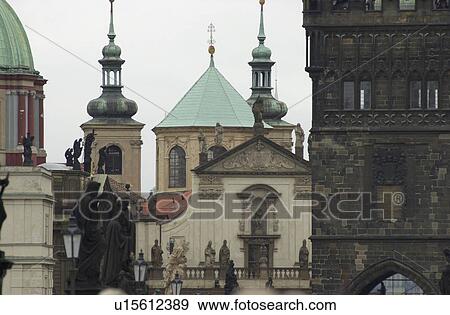 Stock Photo - Ancient historical buildings in Prague. Fotosearch