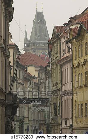 Stock Photo - Ancient historical buildings in Prague. Fotosearch