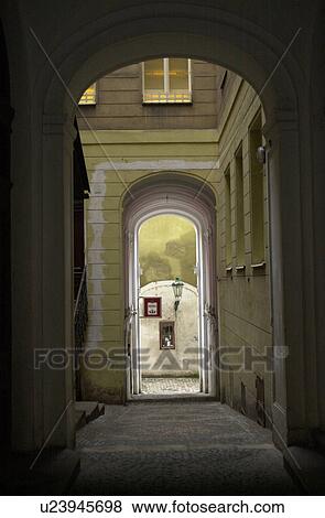 Arched passage way in Prague View Large Photo Image Stock Photo - Arched passage way in Prague. Fotosearch