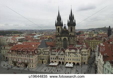 High angle view of ancient buildings in Prague View Large Photo Image Stock Photography - High angle view of ancient buildings in Prague. Fotosearch