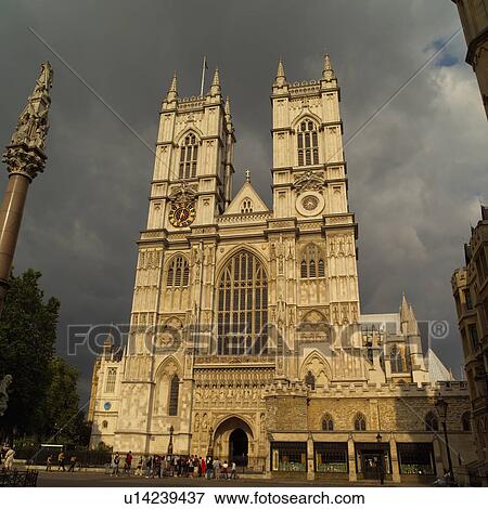 Stock Photo - Low angle view of a building of the houses of parliament in London, England. Fotosearch