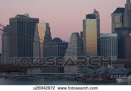 Stock Image - New York City - view from Manhattan Bridge. Fotosearch