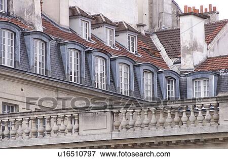 Stock Photo - Balcony on a building in Paris, France. Fotosearch