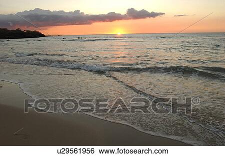 Stock Photograph - Big Island of Hawaii - sunset from beach. Fotosearch