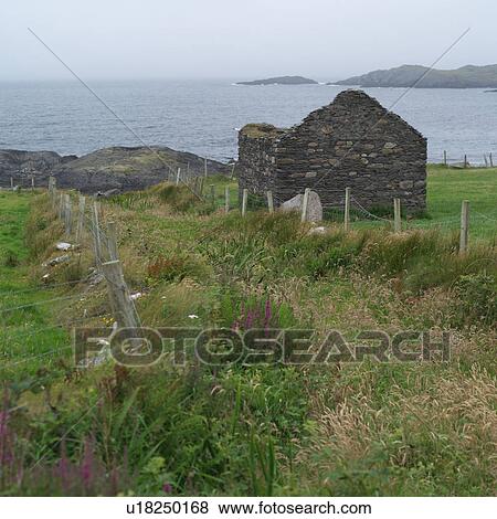 Stock Photo - Ireland - countryside building in ruins. Fotosearch