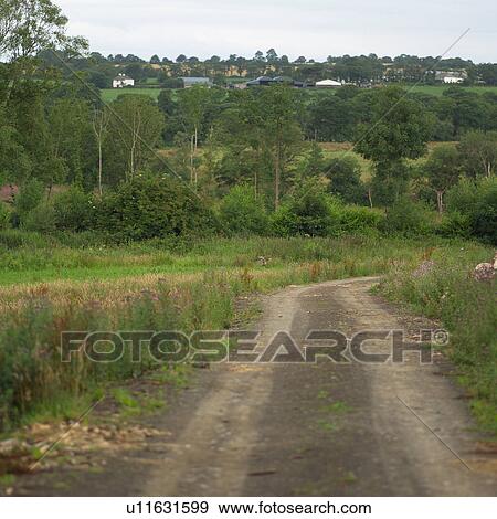 Stock Photo - Ireland - countryside dirt road. Fotosearch