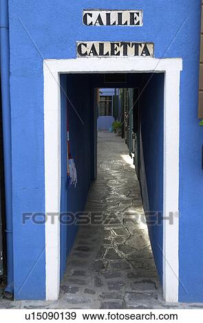 Stock Photo - A door way of a building in Venice, Burano, Italy. Fotosearch