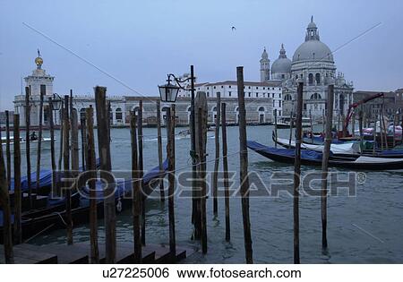 Array of gondolas docked at a canal in Venice, Italy View Large Photo Image Stock Photograph - Array of gondolas docked at a canal in Venice, Italy. Fotosearch