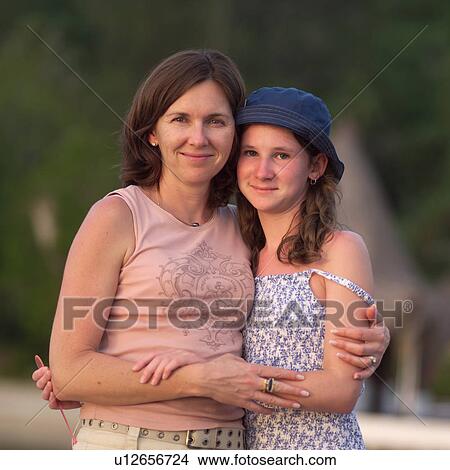 Picture - Mother and Daughter at Moorea in Tahiti. Fotosearch
