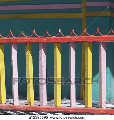 Stock Photography - Brightly Painted Fence. Fotosearch