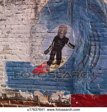 Stock Image - Mural painted on a wall. Fotosearch