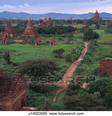 Stock Photo - Bagan countryside with Buddhist Temples. Fotosearch