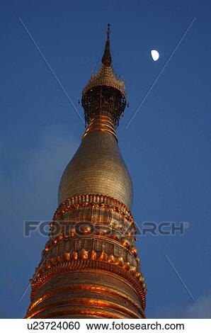 Golden Stupa at night View Large Photo Image Stock Image - Golden Stupa at night. Fotosearch