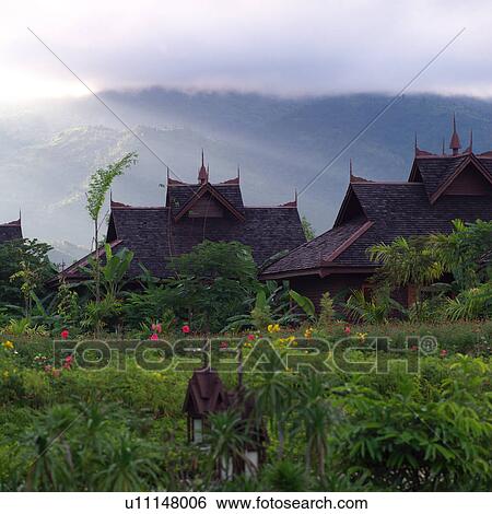 Outline of temple arising from field of folige View Large Photo Image Stock Photograph - Outline of temple arising from field of folige. Fotosearch