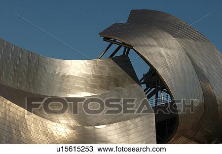 Stock Image - A modern metal sculpture at Millennium Park in Chicago. Fotosearch