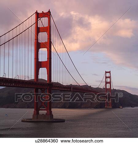 Stock Image - Golden Gate Bridge at Sunset. Fotosearch