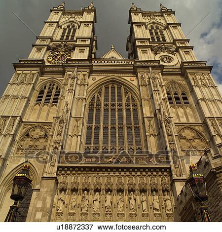 Stock Photo - Low angle view of a building of the houses of parliament in London, England. Fotosearch