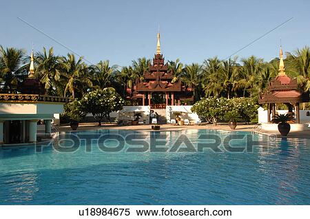 Temples around a pool area in Mandalay View Large Photo Image Stock Photography - Temples around a pool area in Mandalay. Fotosearch