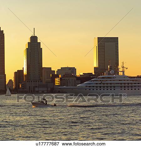 Stock Photo - View of New Jersey from Battery Park, New York City. Fotosearch