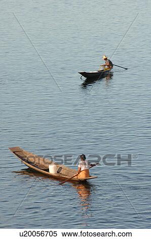 Stock Photography - Boats on Inle Lake. Fotosearch