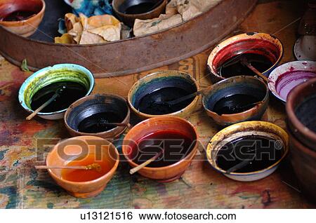 Bowls of paint View Large Photo Image Stock Photograph - Bowls of paint. Fotosearch