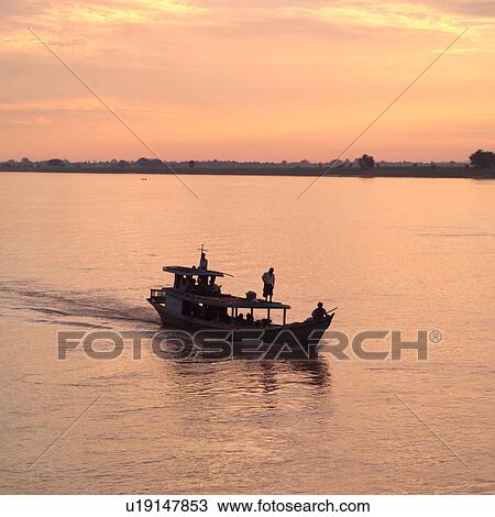Silhouette of boat on Ayevanwady River View Large Photo Image Stock Image - Silhouette of boat on Ayevanwady River. Fotosearch