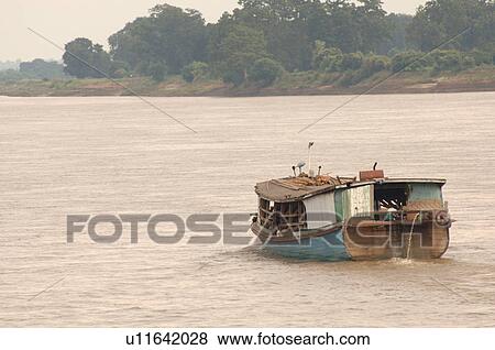 Boat on the Irrawaddy River View Large Photo Image Stock Photo - Boat on the Irrawaddy River. Fotosearch