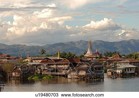 Stock Image - Landscape Myanmar - Inle Lake. Fotosearch