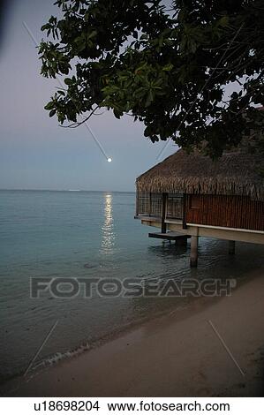 Picture - Panoramic view of the seashore, Moorea, Tahiti, French Polynesia, South Pacific. Fotosearch