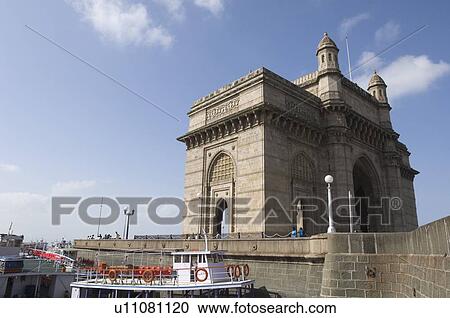 Stock Image - Low angle view of a monument, Gateway of India, Mumbai, Maharashtra, India. Fotosearch