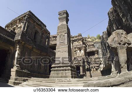 Low angle view of a monument in a temple, Kailash Temple, Ellora, Aurangabad, Maharashtra, India View Large Photo Image Picture - Low angle view of a monument in a temple, Kailash Temple, Ellora, Aurangabad, Maharashtra, India. Fotosearch