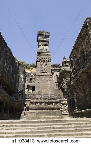 Stock Image - Low angle view of a monument, Kailash Temple, Ellora, Aurangabad, Maharashtra, India. Fotosearch