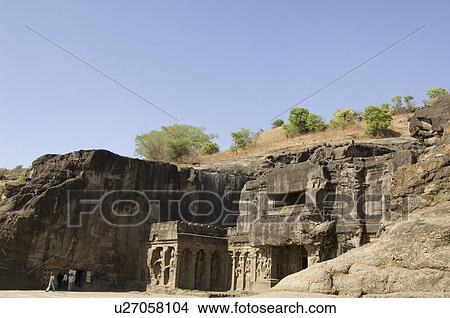 Picture - Old ruins of a temple, Kailash Temple, Ellora, Aurangabad, Maharashtra, India. Fotosearch
