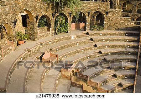 Stock Photography - High angle view of an amphitheater, Neemrana Fort, Neemrana, Alwar, Rajasthan, India. Fotosearch