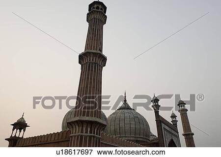 Low angle view of a dome and minarets of a mosque, Jama Masjid, New Delhi, India View Large Photo Image Stock Photo - Low angle view of a dome and minarets of a mosque, Jama Masjid, New Delhi, India. Fotosearch