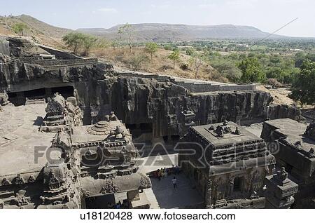 Stock Photo - Old ruins of a temple, Kailash Temple, Ellora, Aurangabad, Maharashtra, India. Fotosearch