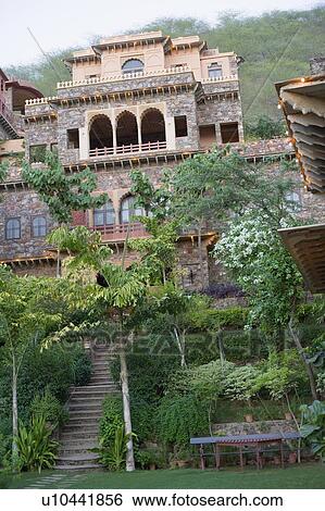 Stock Photograph - Low angle view of a fort, Neemrana Fort Palace, Neemrana, Alwar, Rajasthan, India. Fotosearch