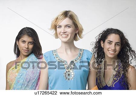 Portrait of three young women smiling View Large Photo Image Stock Image - Portrait of three young women smiling. Fotosearch
