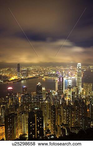 Stock Photo - Hong Kong cityscape at night. Fotosearch